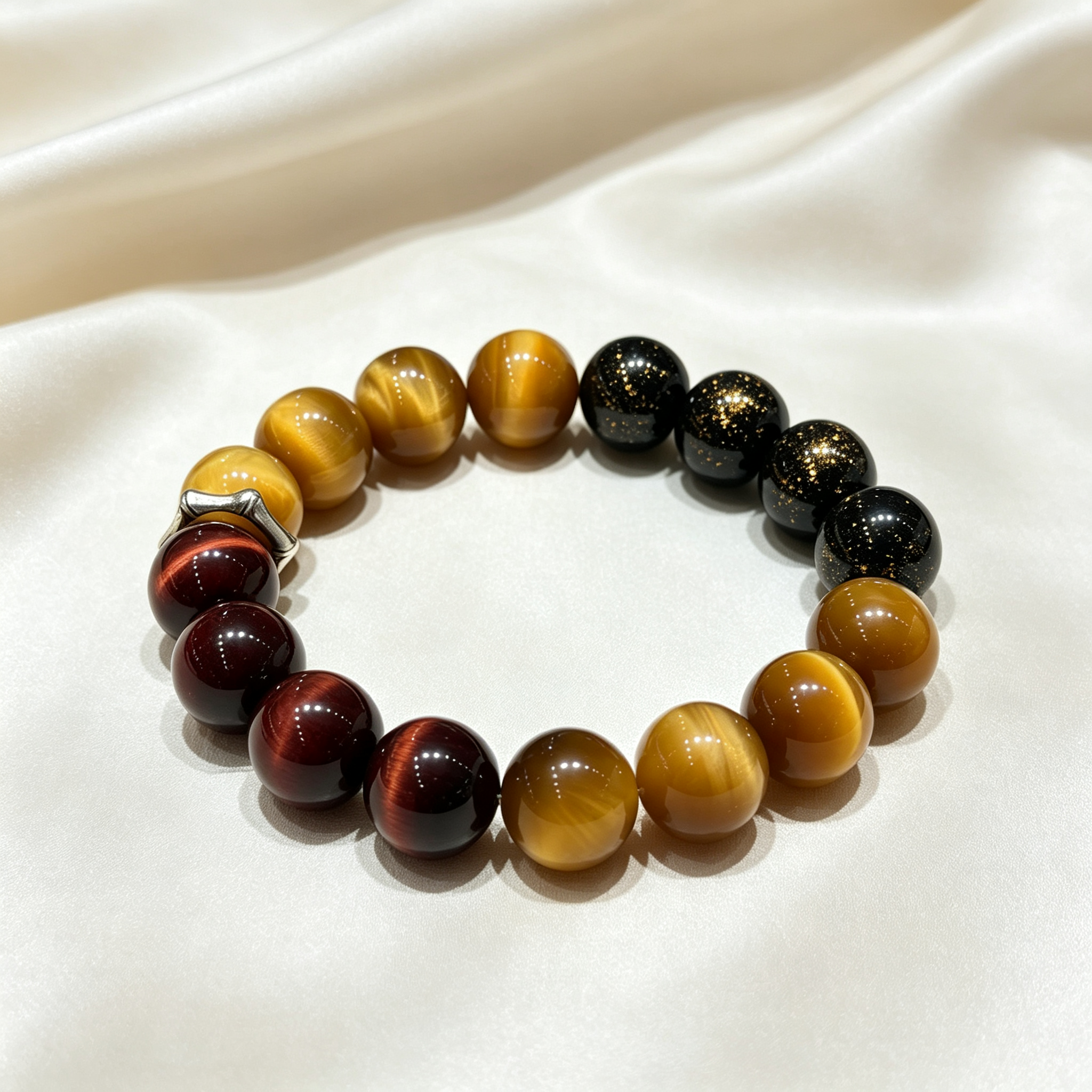 Golden Tiger Eye Red Tiger Eye Golden Sheen Obsidian Bracelet Natural Crystal Wealth Protection Beaded Bracelet