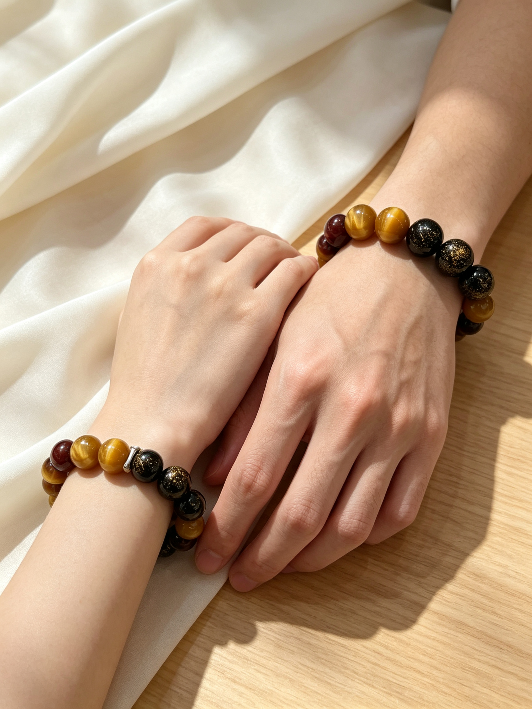 Golden Tiger Eye Red Tiger Eye Golden Sheen Obsidian Bracelet Natural Crystal Wealth Protection Beaded Bracelet