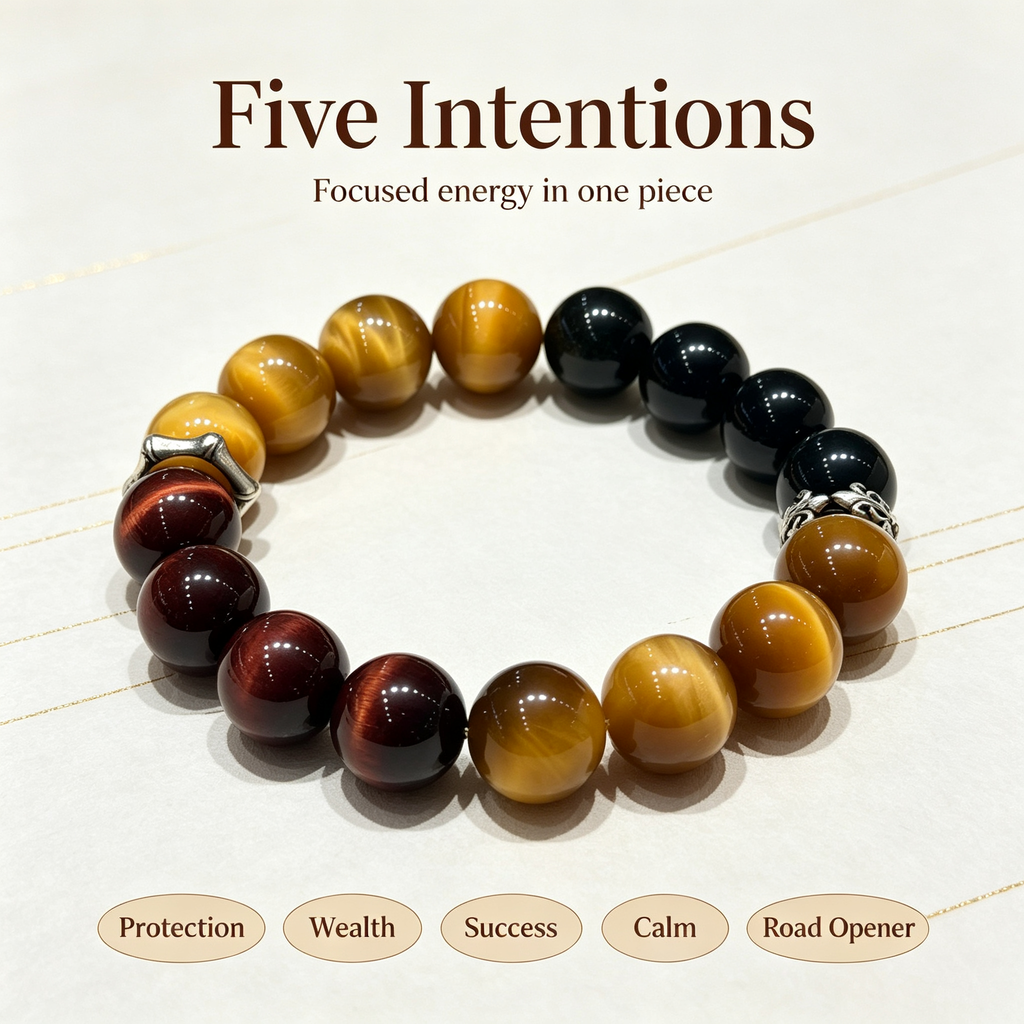 Golden Tiger Eye Red Tiger Eye Golden Sheen Obsidian Bracelet Natural Crystal Wealth Protection Beaded Bracelet