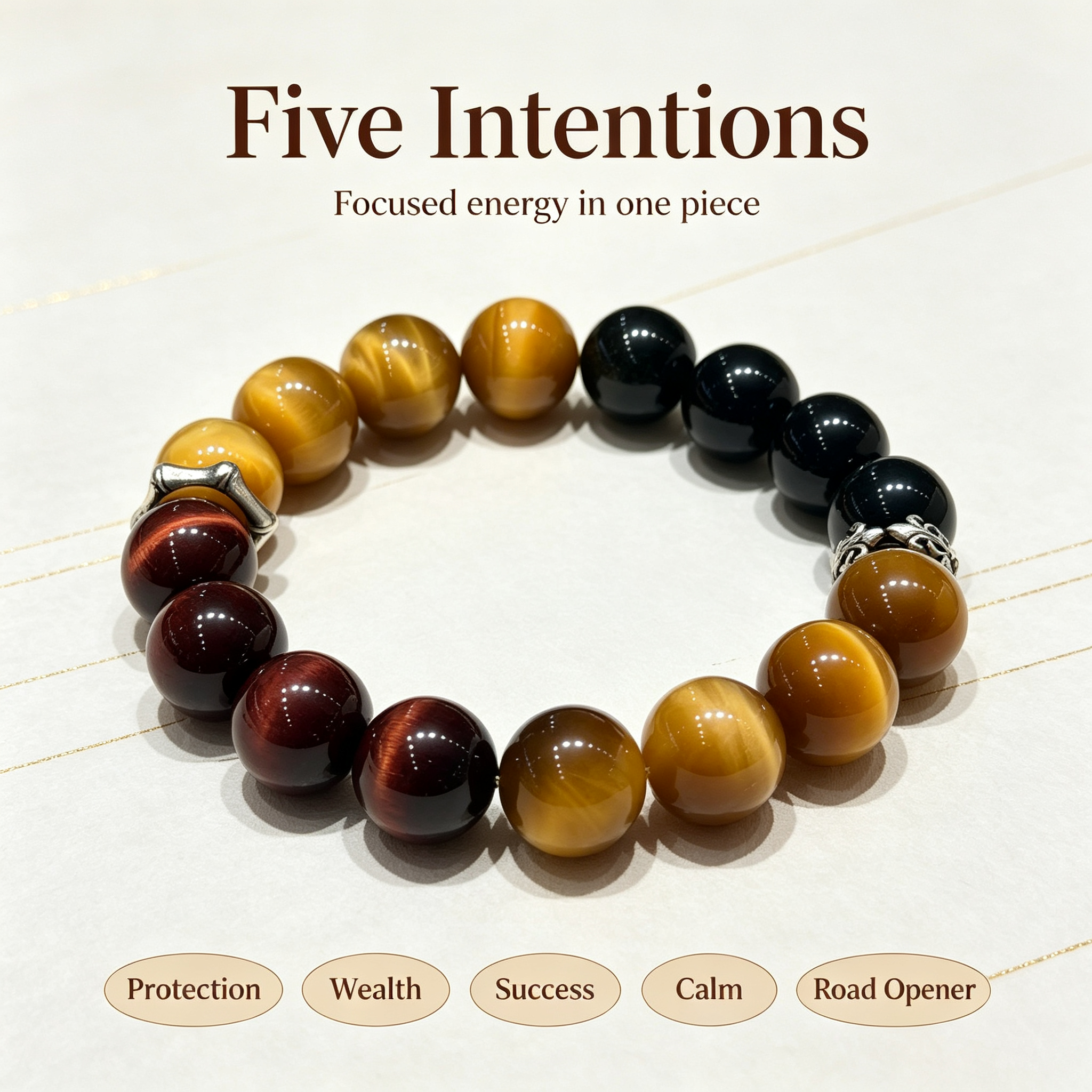 Golden Tiger Eye Red Tiger Eye Golden Sheen Obsidian Bracelet Natural Crystal Wealth Protection Beaded Bracelet