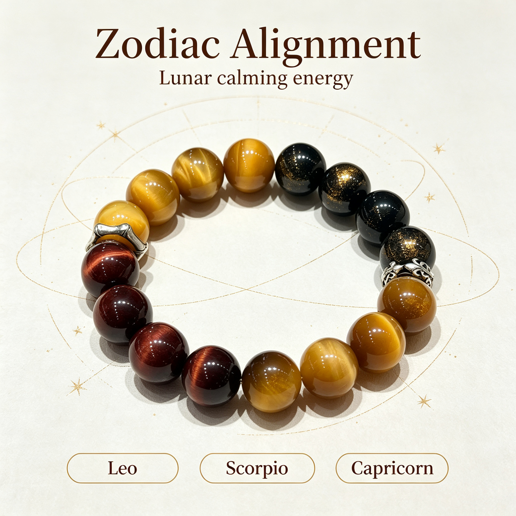 Golden Tiger Eye Red Tiger Eye Golden Sheen Obsidian Bracelet Natural Crystal Wealth Protection Beaded Bracelet