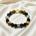 Clear Quartz Citrine Golden Tiger's Eye Obsidian Bracelet Natural Crystal Wealth Luck Protection Beaded Bracelet