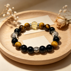 Clear Quartz Citrine Golden Tiger's Eye Obsidian Bracelet Natural Crystal Wealth Luck Protection Beaded Bracelet