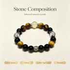 Clear Quartz Citrine Golden Tiger's Eye Obsidian Bracelet Natural Crystal Wealth Luck Protection Beaded Bracelet