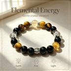 Clear Quartz Citrine Golden Tiger's Eye Obsidian Bracelet Natural Crystal Wealth Luck Protection Beaded Bracelet