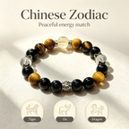 Clear Quartz Citrine Golden Tiger's Eye Obsidian Bracelet Natural Crystal Wealth Luck Protection Beaded Bracelet