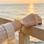 Serpentine Jade Yellow Fluorite Clear Quartz Bracelet Natural Crystal Calming Anxiety Beaded Bracelet