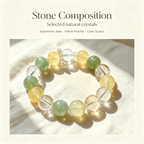Serpentine Jade Yellow Fluorite Clear Quartz Bracelet Natural Crystal Calming Anxiety Beaded Bracelet