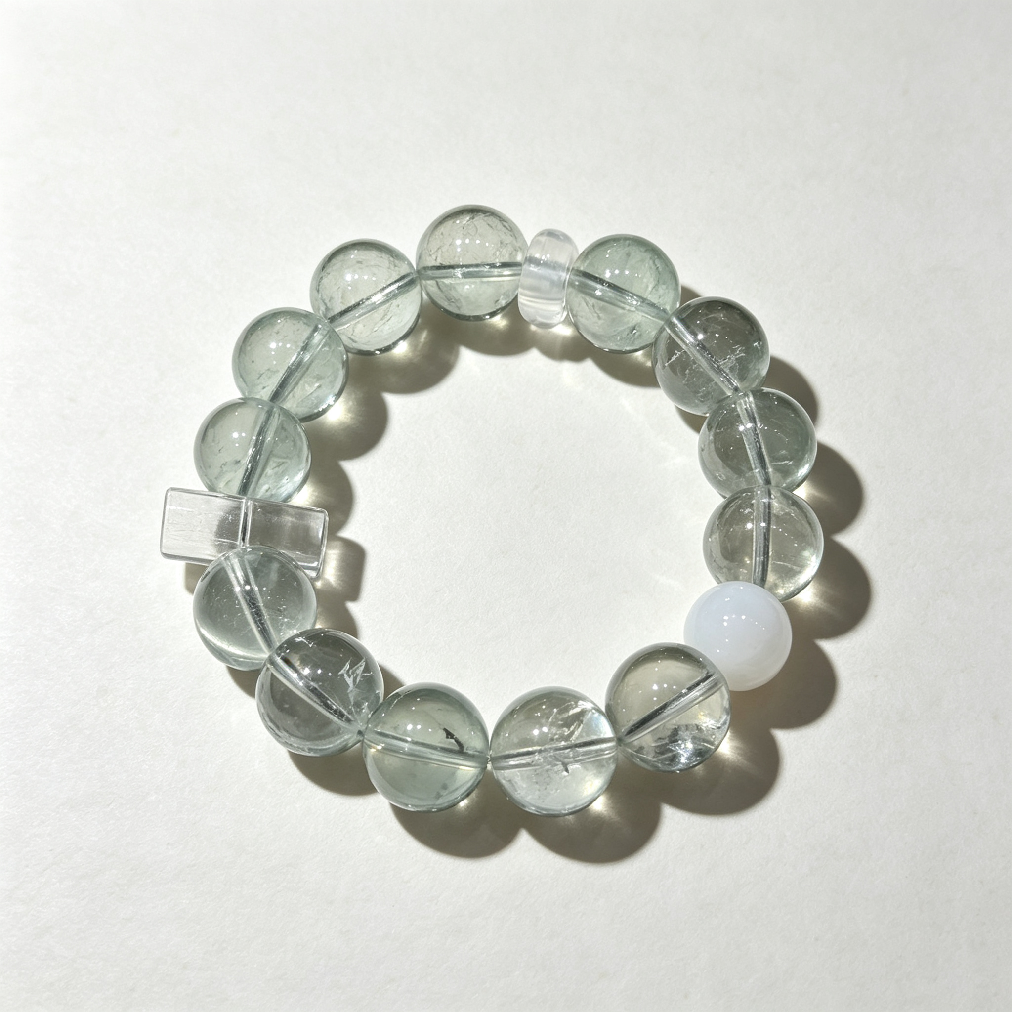 Green Smoky Quartz Clear Quartz White Snow Phantom Quartz Bracelet Natural Healing Crystal Grounding Purification Beaded Bracelet