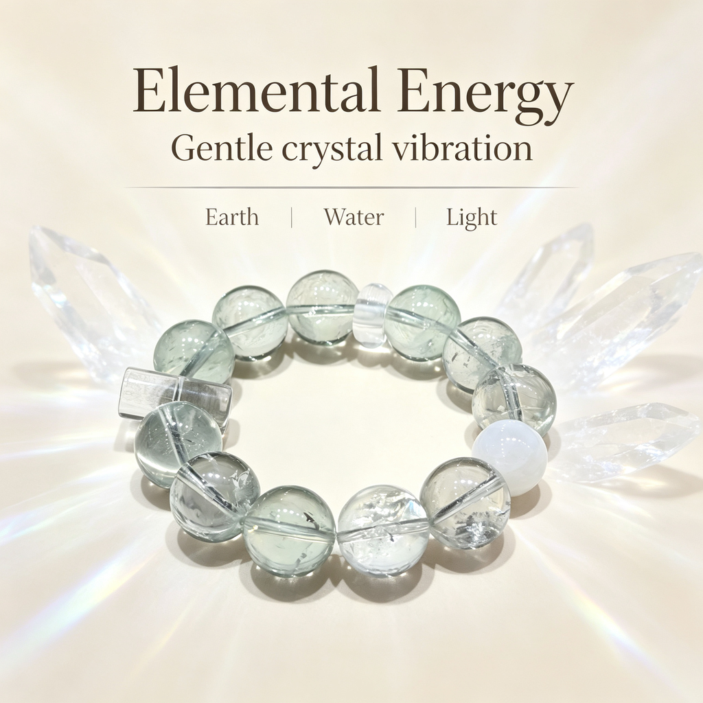 Green Smoky Quartz Clear Quartz White Snow Phantom Quartz Bracelet Natural Healing Crystal Grounding Purification Beaded Bracelet