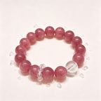 Strawberry Quartz Clear Quartz Bracelet Natural Healing Crystal Love Relationship Luck Protection Beaded Bracelet