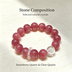 Strawberry Quartz Clear Quartz Bracelet Natural Healing Crystal Love Relationship Luck Protection Beaded Bracelet