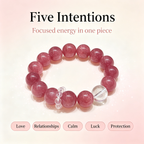 Strawberry Quartz Clear Quartz Bracelet Natural Healing Crystal Love Relationship Luck Protection Beaded Bracelet