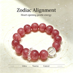 Strawberry Quartz Clear Quartz Bracelet Natural Healing Crystal Love Relationship Luck Protection Beaded Bracelet