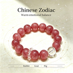 Strawberry Quartz Clear Quartz Bracelet Natural Healing Crystal Love Relationship Luck Protection Beaded Bracelet