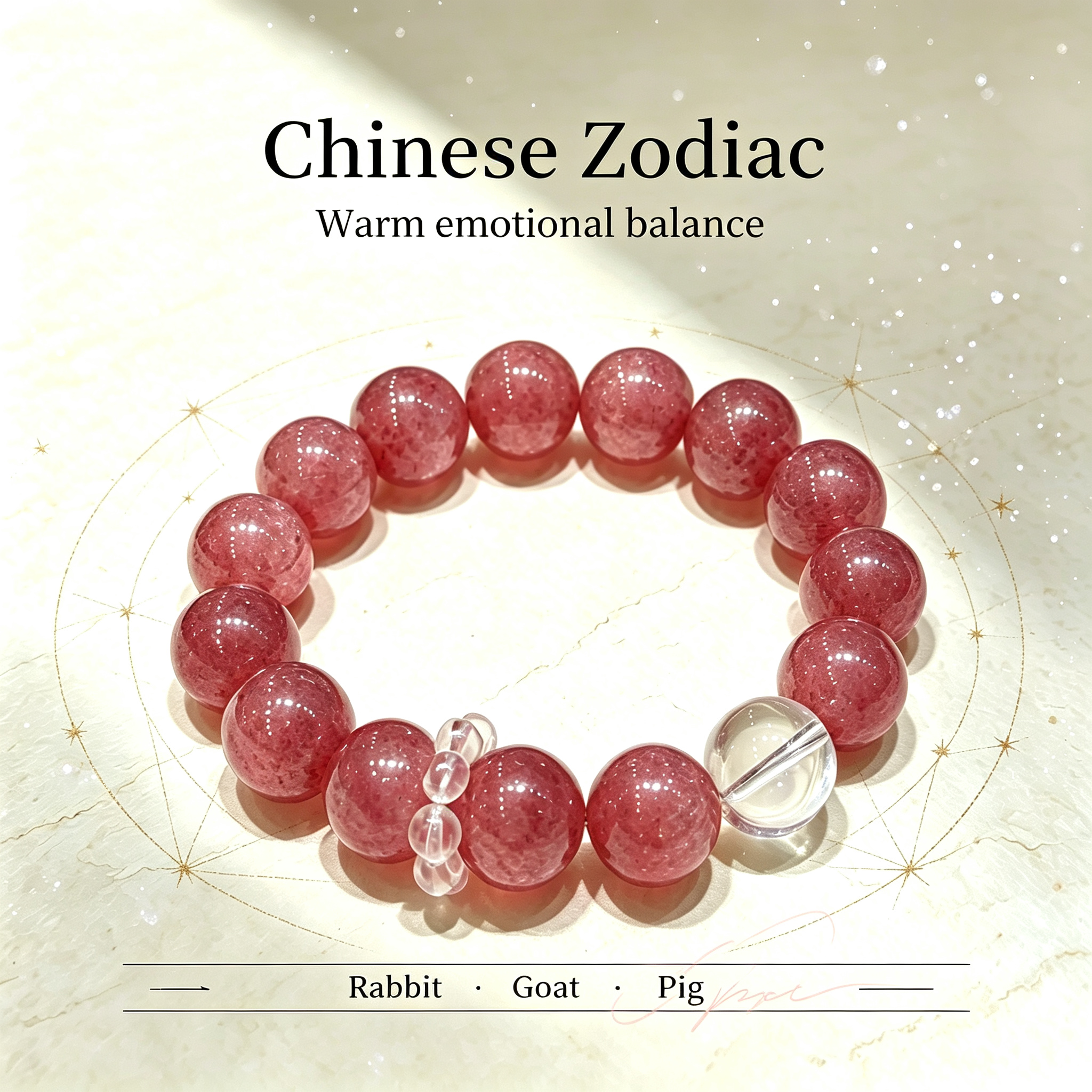 Strawberry Quartz Clear Quartz Bracelet Natural Healing Crystal Love Relationship Luck Protection Beaded Bracelet