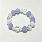 Blue Lace Agate White Snow Phantom Quartz Clear Quartz Bracelet Natural Healing Crystal Calm Love Relationship Protection Anxiety Relief Beaded Bracelet