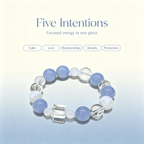 Blue Lace Agate White Snow Phantom Quartz Clear Quartz Bracelet Natural Healing Crystal Calm Love Relationship Protection Anxiety Relief Beaded Bracelet