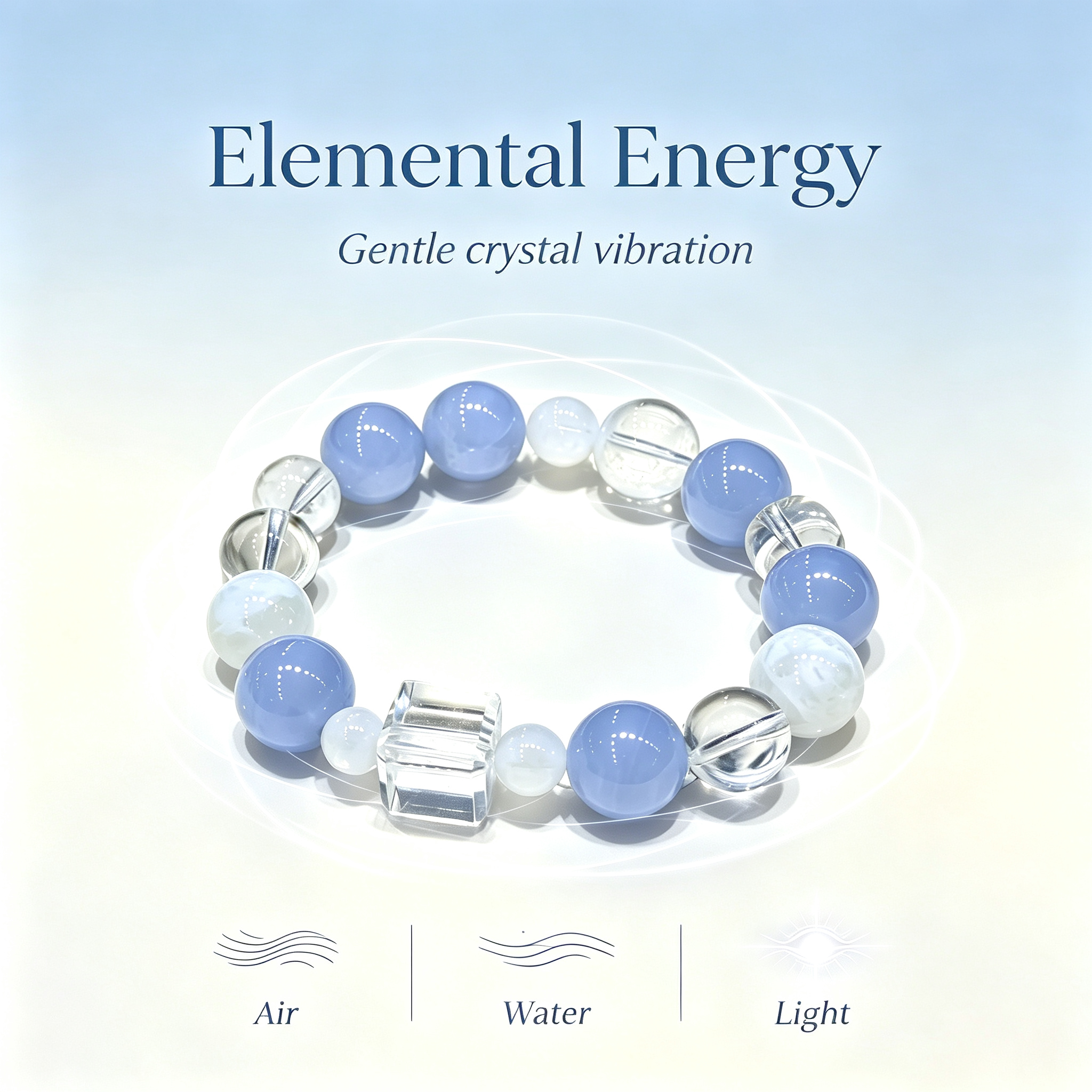 Blue Lace Agate White Snow Phantom Quartz Clear Quartz Bracelet Natural Healing Crystal Calm Love Relationship Protection Anxiety Relief Beaded Bracelet