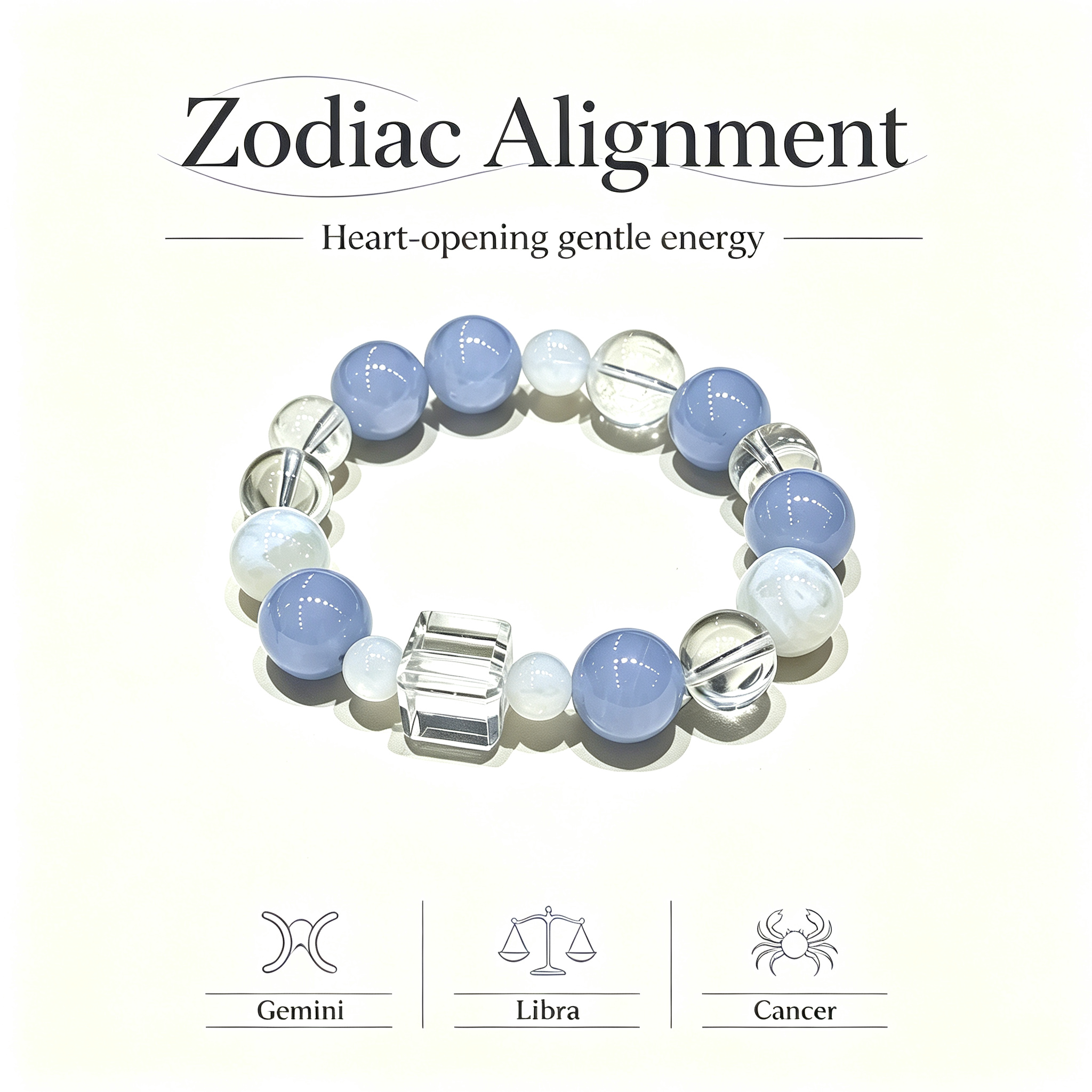 Blue Lace Agate White Snow Phantom Quartz Clear Quartz Bracelet Natural Healing Crystal Calm Love Relationship Protection Anxiety Relief Beaded Bracelet
