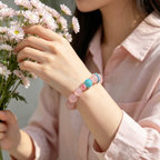 Rose Quartz Amazonite Rhodonite Bracelet Natural Gemstone Love Relationship Emotional Healing Calming Beaded Bracelet