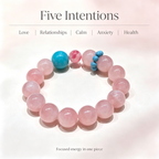 Rose Quartz Amazonite Rhodonite Bracelet Natural Gemstone Love Relationship Emotional Healing Calming Beaded Bracelet