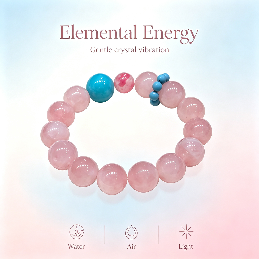 Rose Quartz Amazonite Rhodonite Bracelet Natural Gemstone Love Relationship Emotional Healing Calming Beaded Bracelet