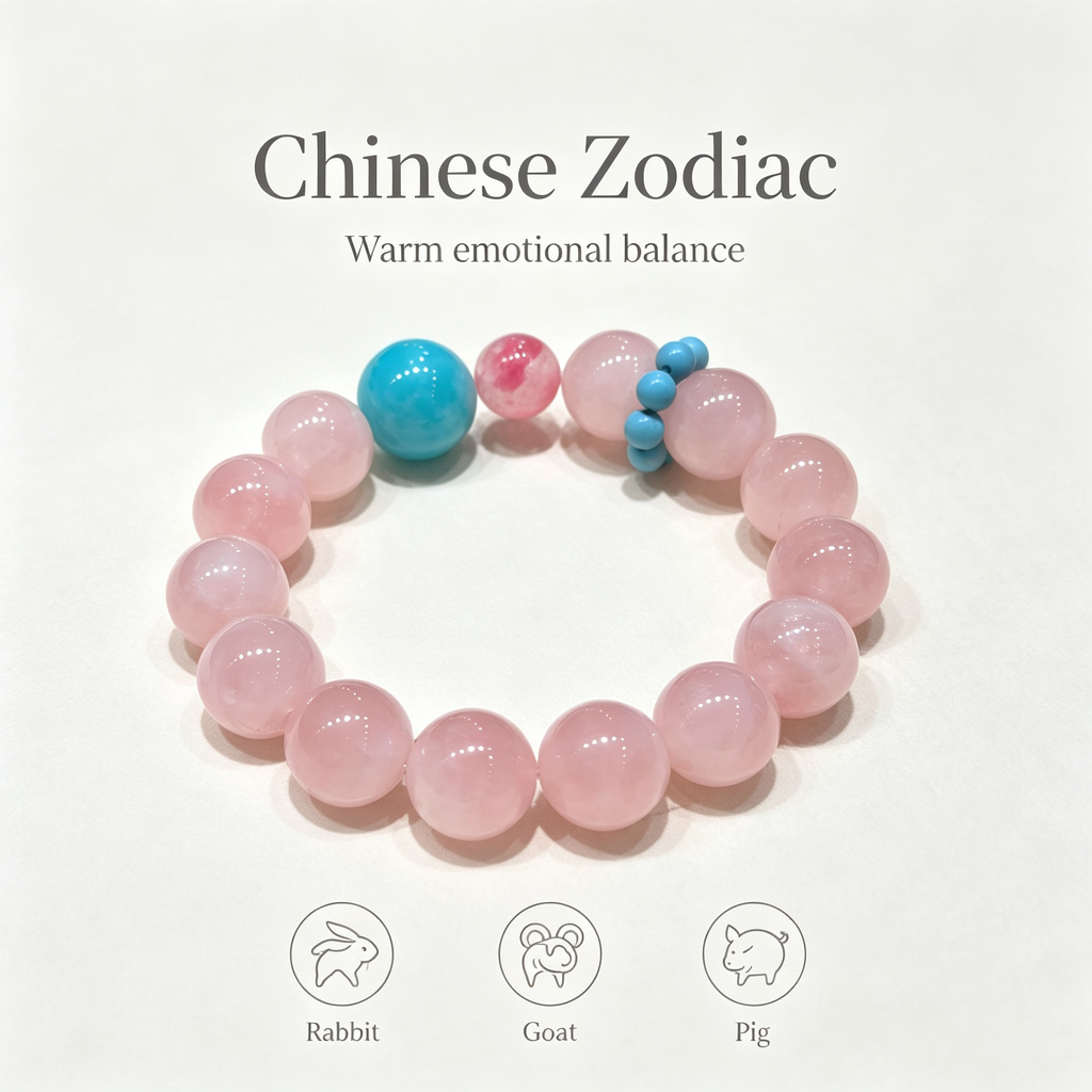 Rose Quartz Amazonite Rhodonite Bracelet Natural Gemstone Love Relationship Emotional Healing Calming Beaded Bracelet