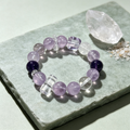 Brazilian Amethyst Lavender Amethyst Clear Quartz Azeztulite Quartz Bracelet Natural Crystal Success Calm Protection Beaded Bracelet