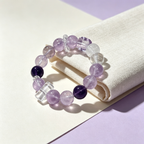 Brazilian Amethyst Lavender Amethyst Clear Quartz Azeztulite Quartz Bracelet Natural Crystal Success Calm Protection Beaded Bracelet
