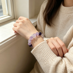 Brazilian Amethyst Lavender Amethyst Clear Quartz Azeztulite Quartz Bracelet Natural Crystal Success Calm Protection Beaded Bracelet