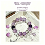 Brazilian Amethyst Lavender Amethyst Clear Quartz Azeztulite Quartz Bracelet Natural Crystal Success Calm Protection Beaded Bracelet