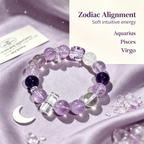 Brazilian Amethyst Lavender Amethyst Clear Quartz Azeztulite Quartz Bracelet Natural Crystal Success Calm Protection Beaded Bracelet