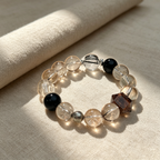Smoky Quartz Obsidian Black Copper Rutilated Quartz Bracelet Natural Crystal Wealth Career Protection Luck Beaded Bracelet
