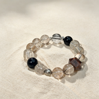 Smoky Quartz Obsidian Black Copper Rutilated Quartz Bracelet Natural Crystal Wealth Career Protection Luck Beaded Bracelet