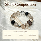 Smoky Quartz Obsidian Black Copper Rutilated Quartz Bracelet Natural Crystal Wealth Career Protection Luck Beaded Bracelet