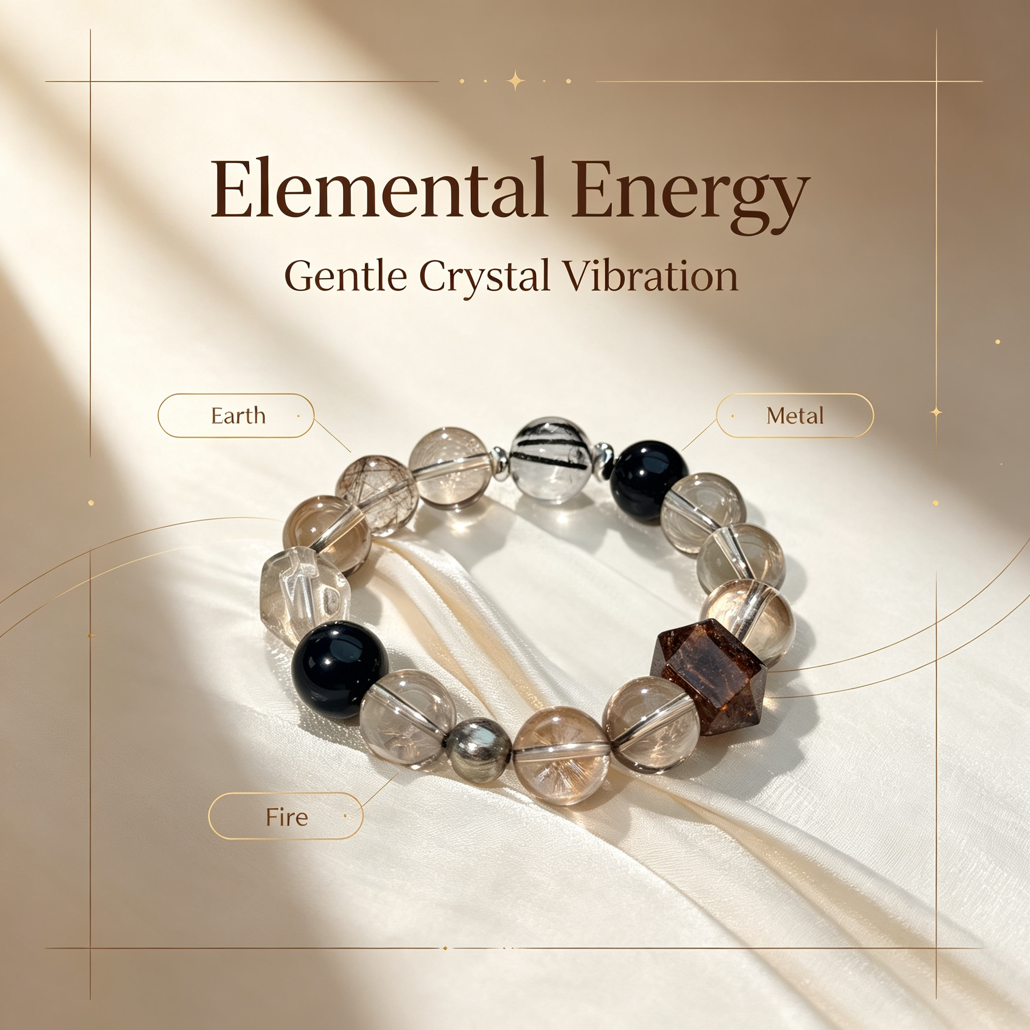 Smoky Quartz Obsidian Black Copper Rutilated Quartz Bracelet Natural Crystal Wealth Career Protection Luck Beaded Bracelet