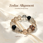 Smoky Quartz Obsidian Black Copper Rutilated Quartz Bracelet Natural Crystal Wealth Career Protection Luck Beaded Bracelet