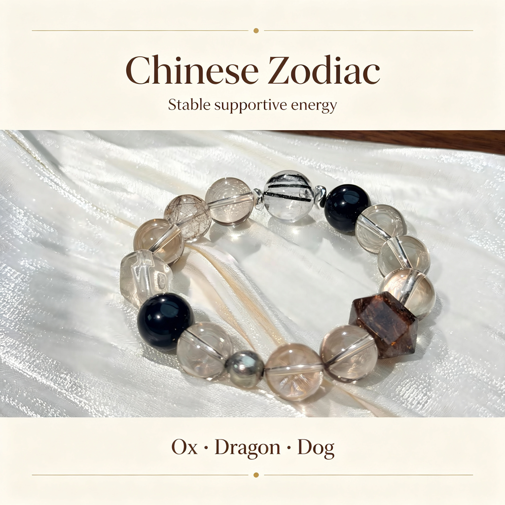 Smoky Quartz Obsidian Black Copper Rutilated Quartz Bracelet Natural Crystal Wealth Career Protection Luck Beaded Bracelet