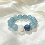 Aquamarine Kyanite White Snow Phantom Quartz Bracelet Natural Crystal Calm Road Opener Luck Relationships Beaded Bracelet