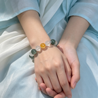 Green Rutilated Quartz Clear Quartz Yellow Phantom Quartz Bracelet Natural Crystal Wealth Career Protection Luck Beaded Bracelet