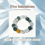 Green Rutilated Quartz Clear Quartz Yellow Phantom Quartz Bracelet Natural Crystal Wealth Career Protection Luck Beaded Bracelet
