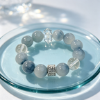 Blue Rutilated Quartz Clear Quartz Bracelet Natural Crystal Calm Anxiety Protection Luck Beaded Bracelet