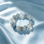 Blue Rutilated Quartz Clear Quartz Bracelet Natural Crystal Calm Anxiety Protection Luck Beaded Bracelet