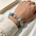Blue Rutilated Quartz Clear Quartz Bracelet Natural Crystal Calm Anxiety Protection Luck Beaded Bracelet