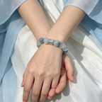 Blue Rutilated Quartz Clear Quartz Bracelet Natural Crystal Calm Anxiety Protection Luck Beaded Bracelet
