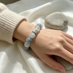 Blue Rutilated Quartz Clear Quartz Bracelet Natural Crystal Calm Anxiety Protection Luck Beaded Bracelet