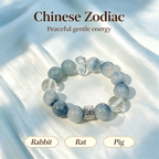 Blue Rutilated Quartz Clear Quartz Bracelet Natural Crystal Calm Anxiety Protection Luck Beaded Bracelet