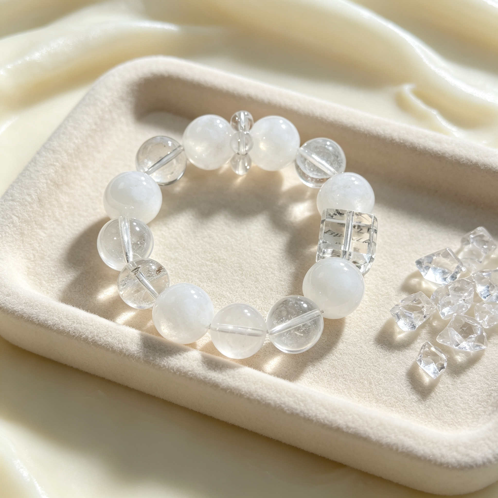 Snow Phantom Quartz Clear Quartz Bracelet Natural Gemstone Calm Protection Luck Beaded Bracelet
