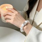 Snow Phantom Quartz Clear Quartz Bracelet Natural Gemstone Calm Protection Luck Beaded Bracelet